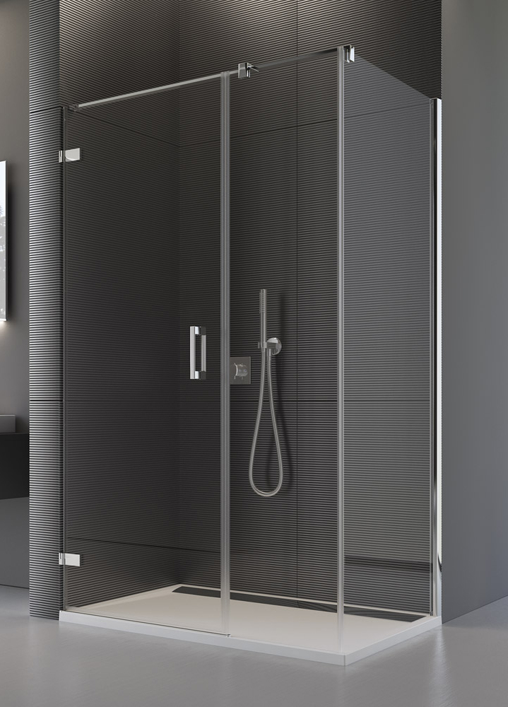 SanSwiss Pur PU31P+PUDT3P Kabina Prysznicowa Lewa ze ścianką 120x70 cm Szkło Czyste (PU31PG1201007+ PUDT3P0701007)